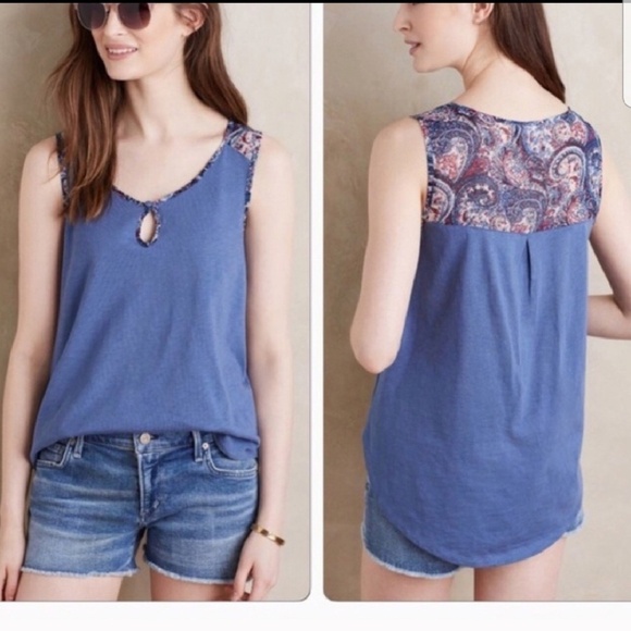 Anthropologie Akemi + Kin Paisley Keyhole Tank Sm - Picture 1 of 8